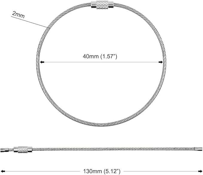 Stainless Steel Cable Loops/Wire Keychains - 5.12"