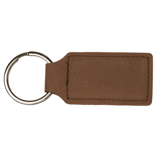 Laserable Leatherette Rectangle Keychain - 2 3/4" x 1 1/4"