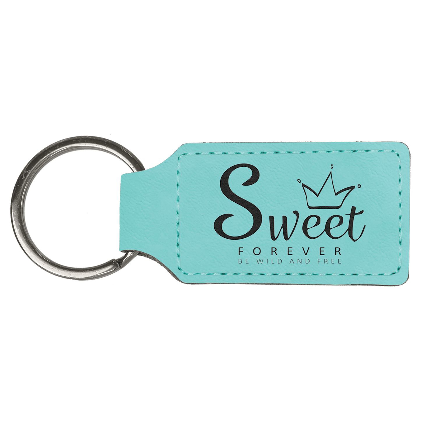 Laserable Leatherette Rectangle Keychain - 2 3/4" x 1 1/4"