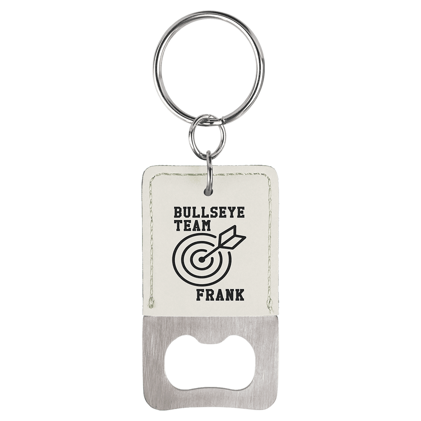 Rectangle Laserable Leatherette Bottle Opener Keychains