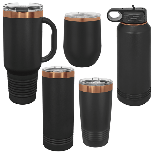 Polar Camel ION-Plated Black/Rose Gold Stainless Steel Tumblers, Mugs & Water Bottles