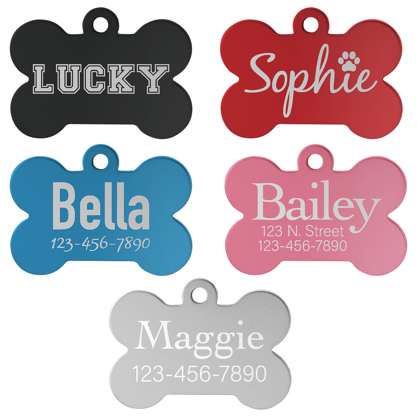 Laserable Bone Anodized Aluminum Pet Tags - 1 1/4" x 3/4"