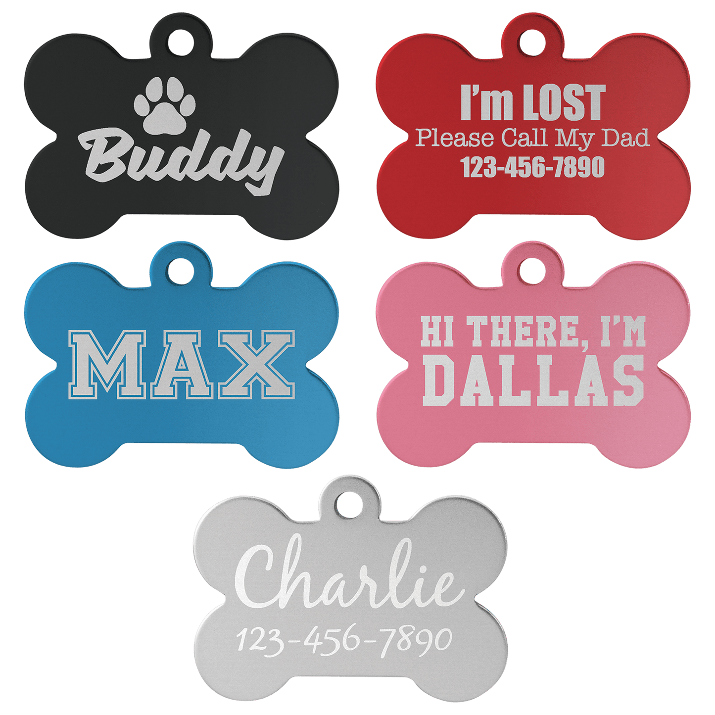 Laserable Bone Anodized Aluminum Pet Tags - 1 1/2" x 1"