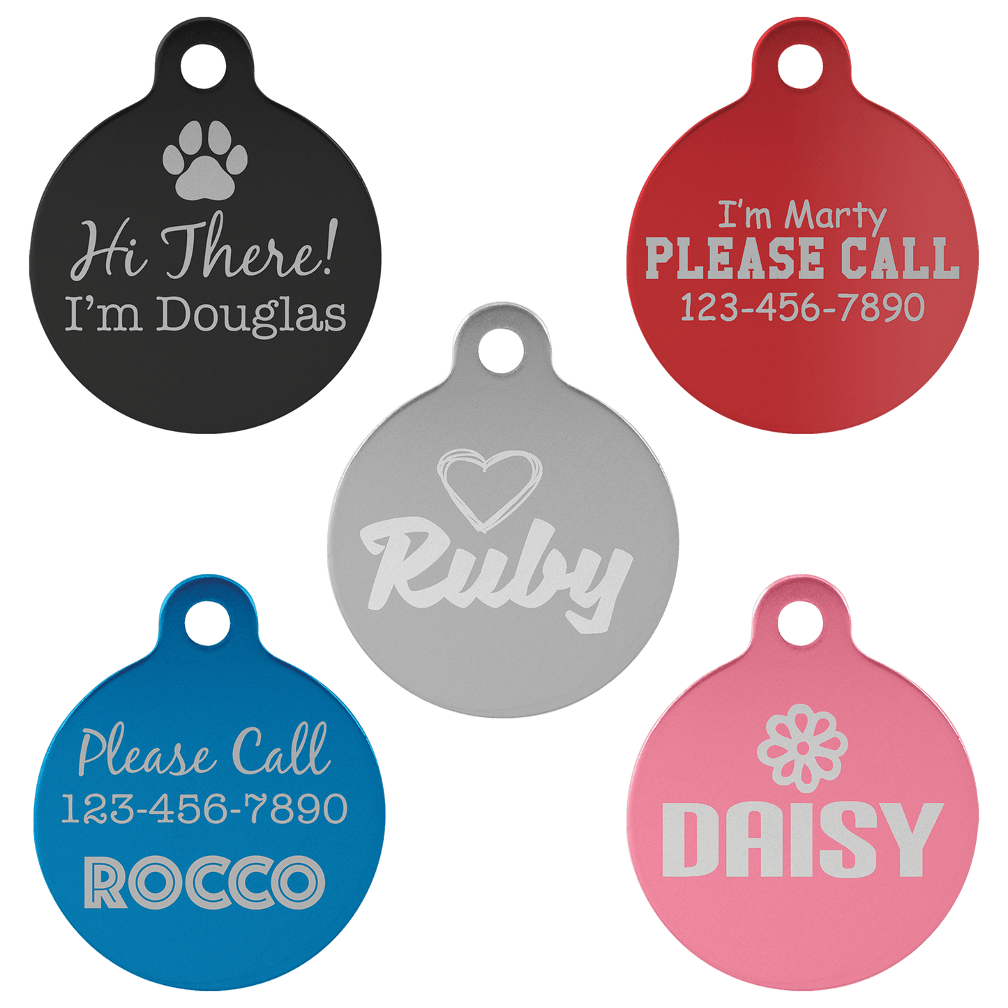 Laserable Round Anodized Aluminum Pet Tags - 1 1/4"