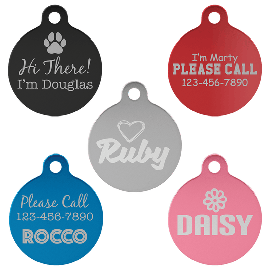 Laserable Round Anodized Aluminum Pet Tags - 1 1/4"