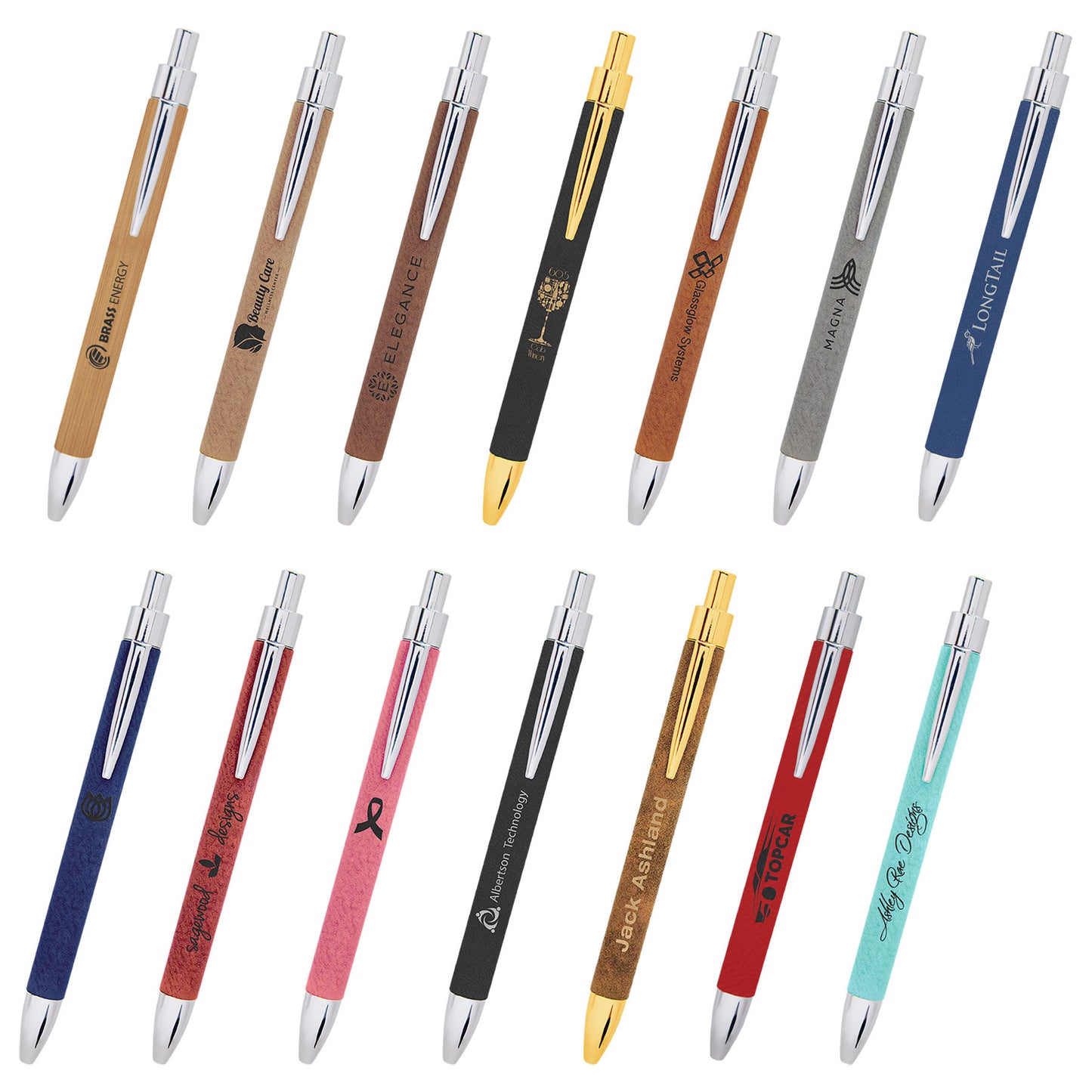 Refillable Laserable Leatherette Pens